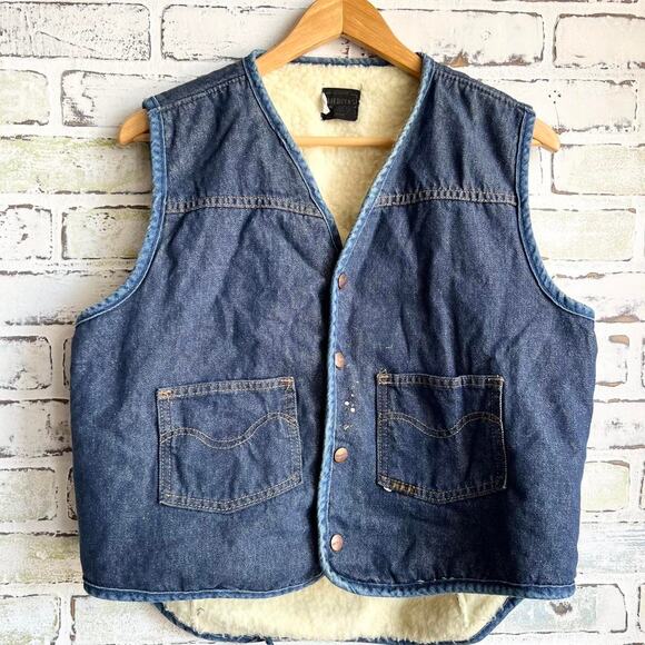 Roebuck & Company Sears Other - Vintage 70’s Sears Roebucks Sherpa Lined Jean Vest Size Large 20x25 preowned